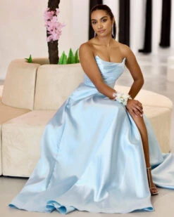 Paola Strapless Gown - Light Blue -Curvy Charm Store Paola.blue .sit