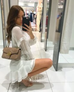 Piper Dress - White -Curvy Charm Store Piper Dress Squatting 1 White