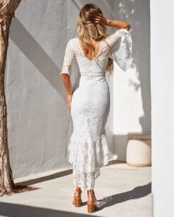 Reyna Lace Midi Dress - White -Curvy Charm Store REYNA BACK WHITE 56c69c8f 35d7 4a80 a5c0 9a976933f568