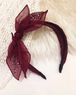 Sophia Diamante Bow Headband - Red
