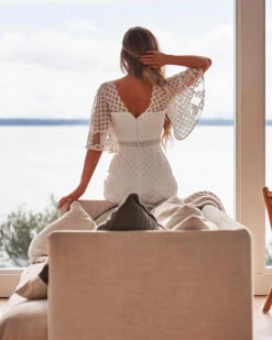 Reyna Lace Midi Dress - White -Curvy Charm Store ReynaDress White sit