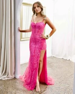 Riley Corset Lace Gown - Fuchsia 15 Riley Corset Lace Gown - Fuchsia -Curvy Charm Store Riley Corset Lace Gown Front 2 Fuchsia