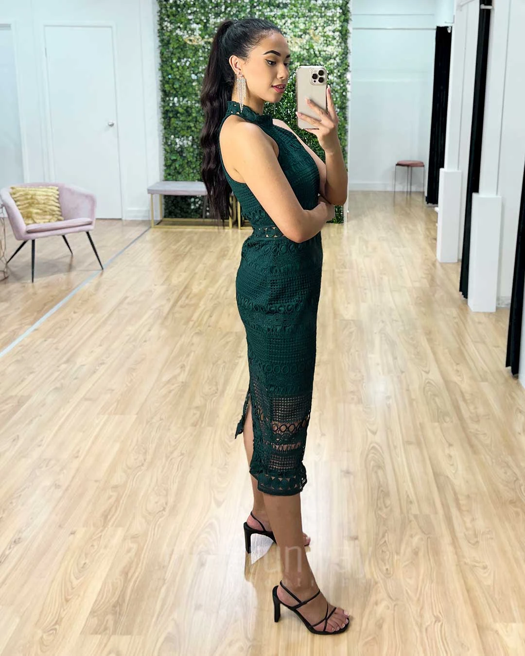 Rivers Midi Lace Dress - Emerald Green 9 Rivers Midi Lace Dress - Emerald Green - Image 7