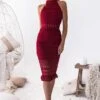 Rivers Midi Lace Dress - Red -Curvy Charm Store Rivers Midi Lace Dress Front Red
