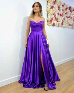 Rosie Strapless Satin Gown - Purple