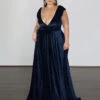 Sabrina Glittery Velvet Gown - Navy Glitter -Curvy Charm Store SABRINAVELVET.NAVY .1