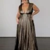 Sabrina Stretch Shimmer Gown - Copper -Curvy Charm Store SabrinaShimmerCopper