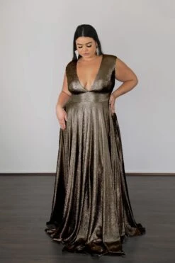 Sabrina Stretch Shimmer Gown - Copper