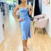 Sandrine Satin Midi Dress - Blue 2.0 -Curvy Charm Store Sandrine Midi Dress Front 1 Blue 812f9afb f6da 435f 9823 d3243da483cb