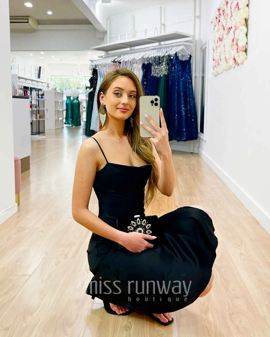 Sandrine Satin Midi Dress - Black 8 Sandrine Satin Midi Dress - Black - Image 6