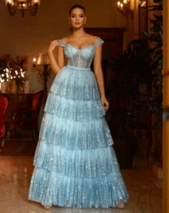 Maxine Layered Glitter Gown - Ice Blue -Curvy Charm Store ScreenShot2023 06 26at11.23.59am