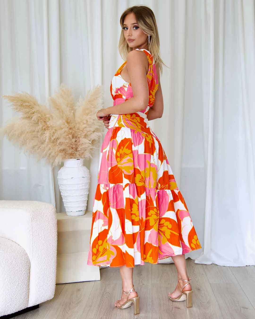 Siena Floral Maxi Dress - Orange/Pink 8 Siena Floral Maxi Dress - Orange/Pink - Image 6