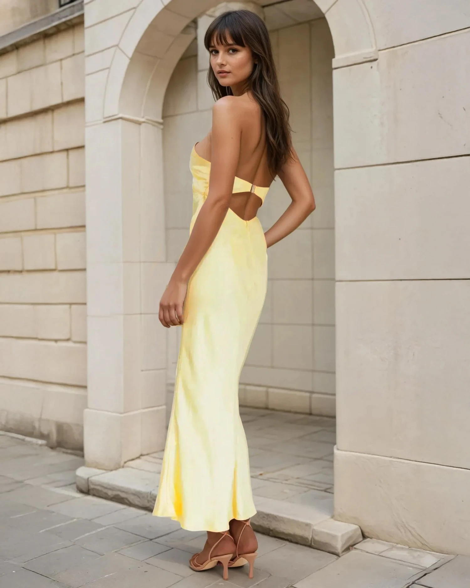 Skye Halterneck Maxi Dress - Lemon 4 Skye Halterneck Maxi Dress - Lemon - Image 2