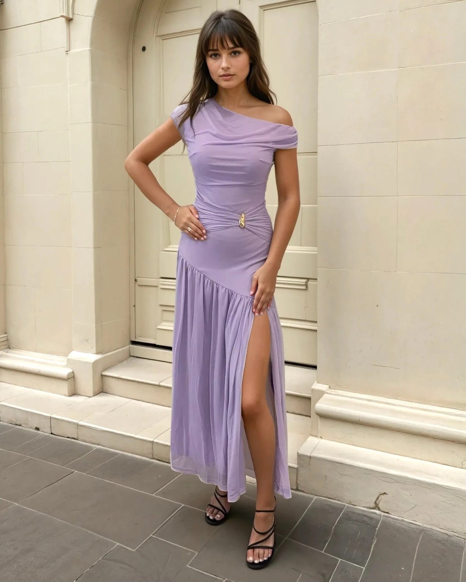 Sophia One Shoulder Maxi Dress - Lilac 3 Sophia One Shoulder Maxi Dress - Lilac