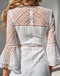 Stacey Lace Dress - White -Curvy Charm Store Stacey Close Up Back White