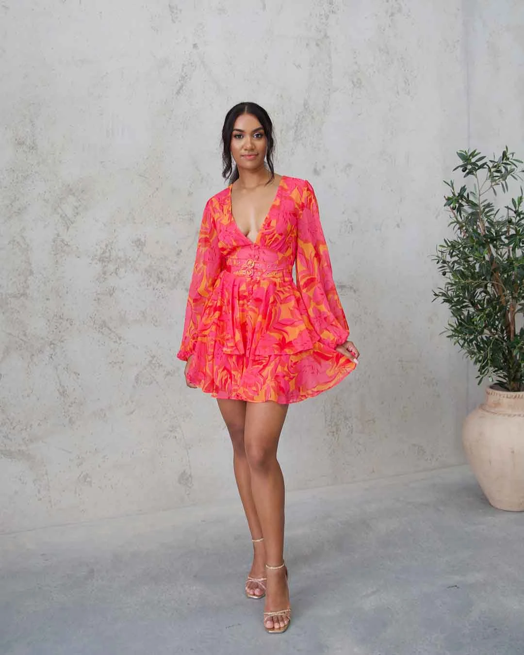 Harlow Chiffon Mini Dress - Pink Floral 8 Harlow Chiffon Mini Dress - Pink Floral - Image 6