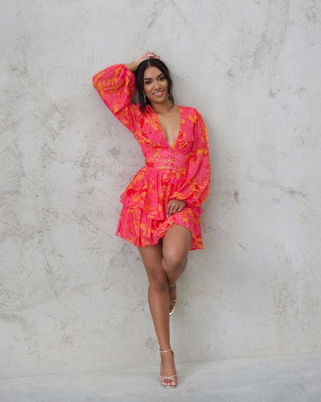 Harlow Chiffon Mini Dress - Pink Floral 10 Harlow Chiffon Mini Dress - Pink Floral - Image 8