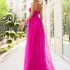 Ariella One Shoulder Gown - Magenta -Curvy Charm Store TK554.MAGENTA.BLACK