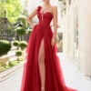 Ariella One Shoulder Gown - Red -Curvy Charm Store TK554.RED