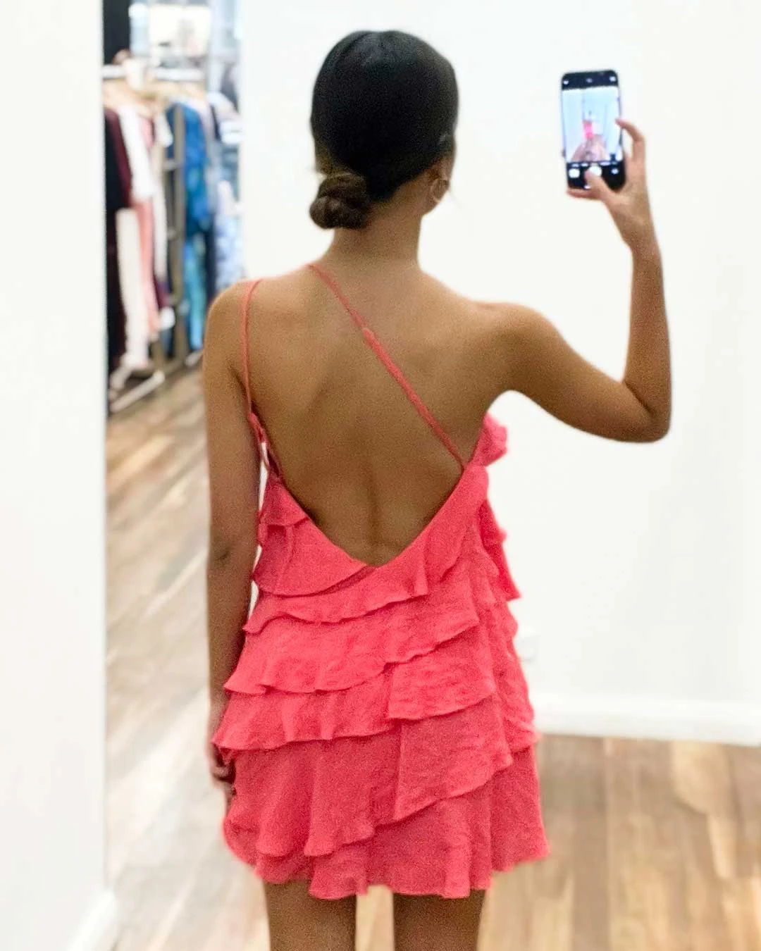 Tara Ruffle Mini Dress - Watermelon 10 Tara Ruffle Mini Dress - Watermelon - Image 8