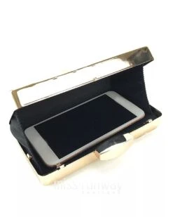 Taylor Box Clutch - Gold -Curvy Charm Store Taylor Clutch Open Gold