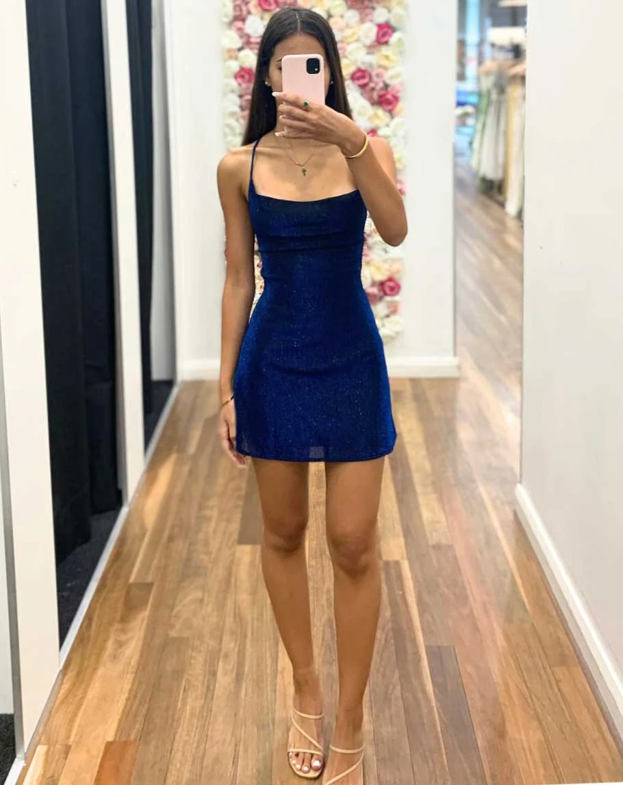 Mischa Glitter Mini Dress - Navy 5 Mischa Glitter Mini Dress - Navy - Image 3