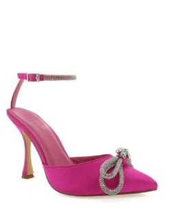 Valery Diamante Heels - Fuschia -Curvy Charm Store Valery Diamante Heels Side Front Fuschia