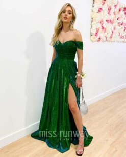 Victoria Glitter Gown - Emerald Green -Curvy Charm Store Victoria Glitter Gown Emerald Green 10