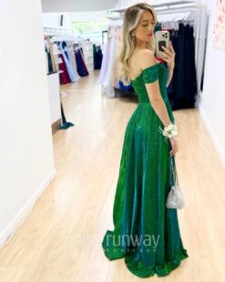 Victoria Glitter Gown - Emerald Green -Curvy Charm Store Victoria Glitter Gown Emerald Green 3