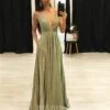 Vivien Glitter Gown - Sage 2 Vivien Glitter Gown - Sage -Curvy Charm Store Vivien Glitter Gown Sage Front Pocket