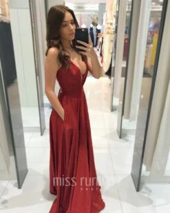 Vivien Glitter Gown - Red -Curvy Charm Store Vivien Glitter Gown Side Red