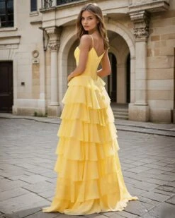 Vivienne Corset Layered Gown - Light Yellow