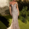 Athena Off Shoulder Beaded Gown - Dusty Mauve -Curvy Charm Store a1257 dustymauve