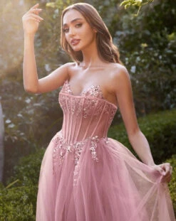 Aurora Strapless Corset Gown - Rose 18 Aurora Strapless Corset Gown - Rose -Curvy Charm Store a1267 rose 2