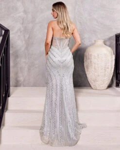 Adaya Strapless Beaded Gown - Silver 19 Adaya Strapless Beaded Gown - Silver -Curvy Charm Store adaya2