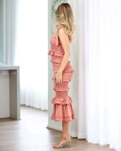 Adele Midi Dress - Mauve -Curvy Charm Store adele midi side 3 mauve