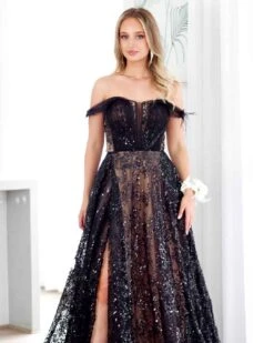 Aisha Feather Sequin Gown - Black And Nude 13 Aisha Feather Sequin Gown - Black And Nude -Curvy Charm Store aisha gown front 2 black