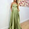 Alexandra Corset Satin Gown - Soft Sage -Curvy Charm Store alexandra gown front sage