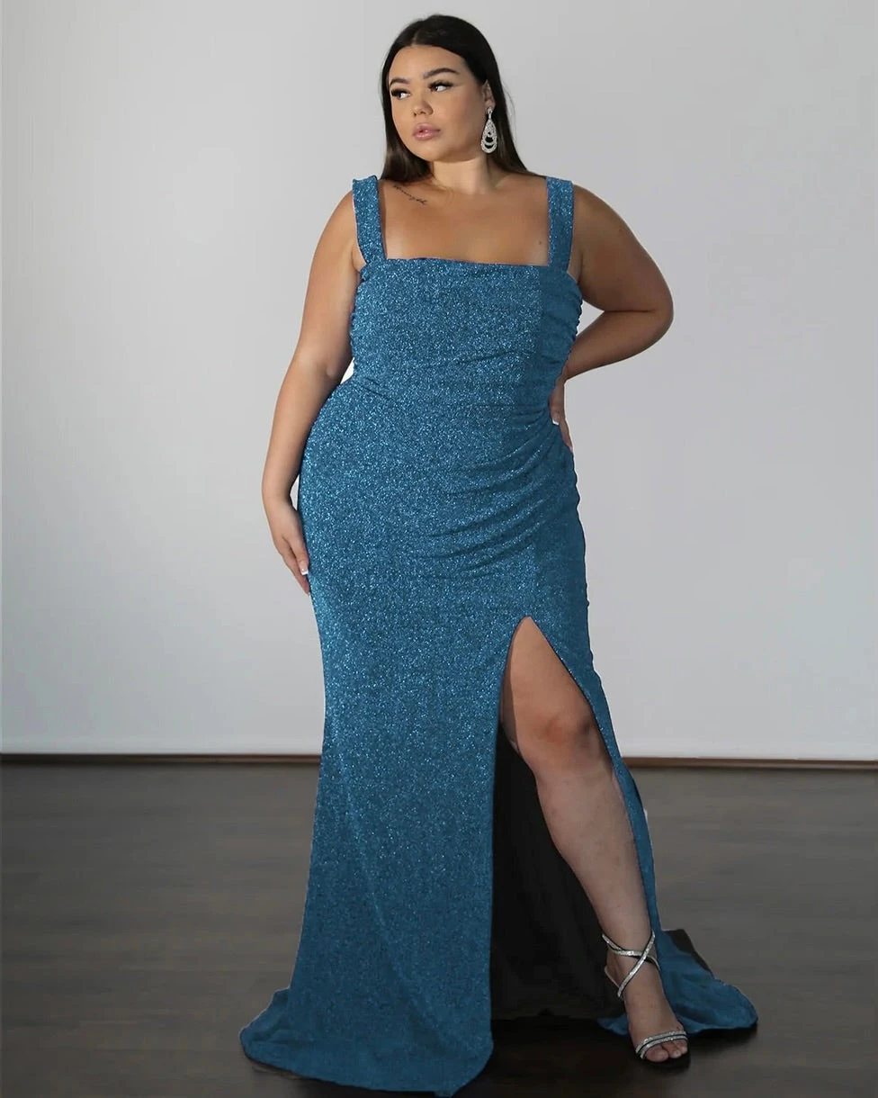 Amber Metallic Jersey Gown - Sky Blue 3 Amber Metallic Jersey Gown - Sky Blue