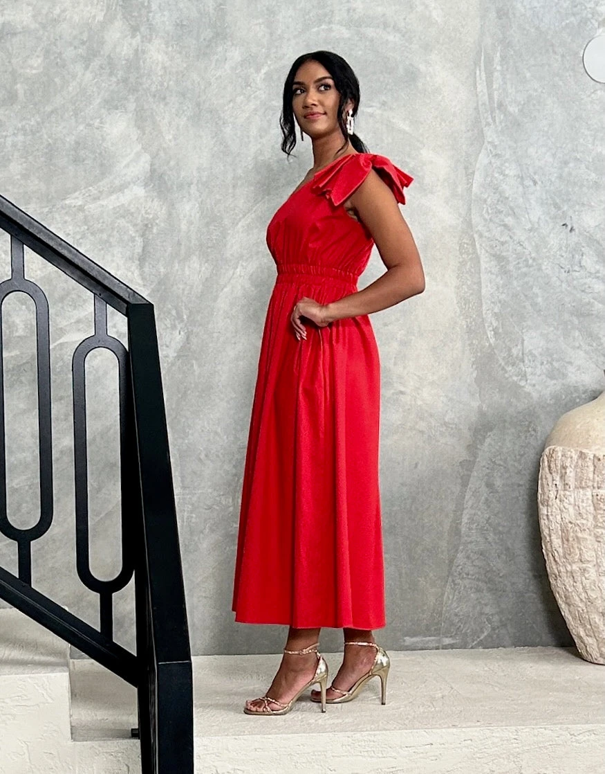 Angelina One Shoulder Maxi Dress - Red 6 Angelina One Shoulder Maxi Dress - Red - Image 4