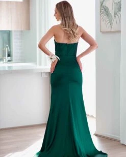 Armani Corset Satin Gown - Emerald 14 Armani Corset Satin Gown - Emerald -Curvy Charm Store armani gown back 2 emerald
