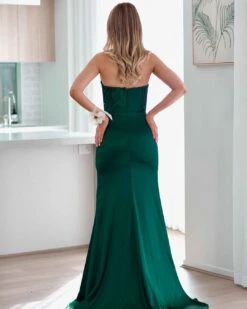 Armani Corset Satin Gown - Emerald 19 Armani Corset Satin Gown - Emerald -Curvy Charm Store armani gown back emerald