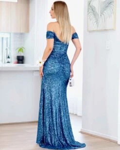 Bellatrix Off Shoulder Sequin Gown - Lapis Blue 15 Bellatrix Off Shoulder Sequin Gown - Lapis Blue -Curvy Charm Store bellatrix back 2 blue lapis