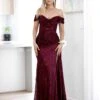 Bellatrix Off Shoulder Sequin Gown - Wine 2 Bellatrix Off Shoulder Sequin Gown - Wine -Curvy Charm Store bellatrix front 1 wine