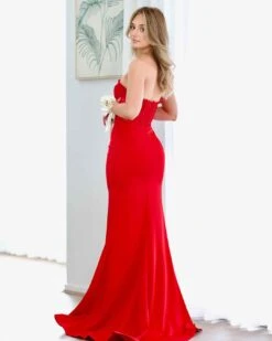 Brigitte Strapless Corset Gown - Red 13 Brigitte Strapless Corset Gown - Red -Curvy Charm Store brigitte gown back 1 red