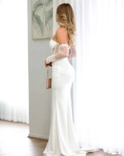 Brigitte Strapless Corset Gown - Ivory -Curvy Charm Store brigitte gown side 1 white