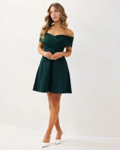 Britt Mini Dress - Green -Curvy Charm Store britt.green .front