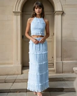 Calliope Maxi Top And Skirt Set - Blue