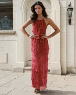 Calliope Maxi Top And Skirt Set - Rose