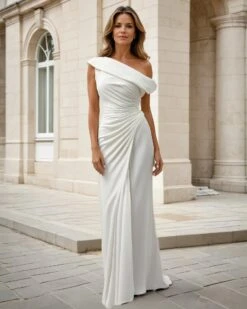 Catarina Asymmetric Maxi Dress - White